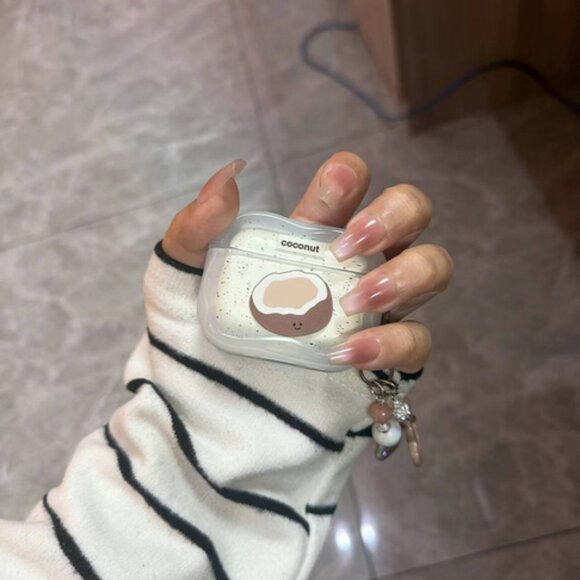 Cute Coconut Theme Earbud Case • Soft Clear Cover - Picture 2 of 2